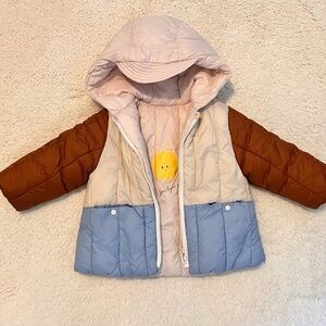 Zara Baby Colorblock Reversible Hooded Jacket Sz 9-12 Mos